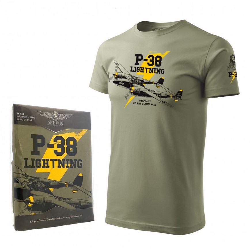 Tričko s válečným letadlem P-38 LIGHTNING Velikost: XL