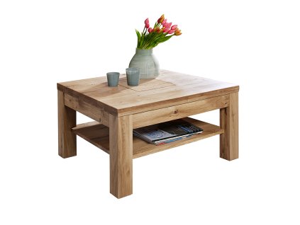 Luxusní designový konferenční stolek z masivního pískovaného dubu GERARDO 70x70x45