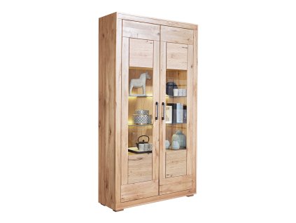 Luxusní designová vitrína z masivního pískovaného dubu GERARDO 106x40x201