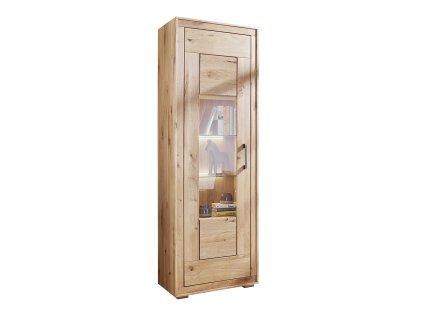 Luxusní designová vitrína z masivního pískovaného dubu GERARDO 66x40x201