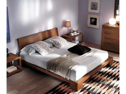 Dvoulůžková postel s dřevěným čelem ve stylu Provence AMHEC026, italský nábytek
