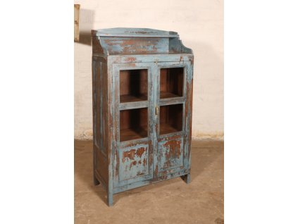Unikátní prosklená stylová masivní komoda v omšelém Vintage stylu Kaarst 75x41x148