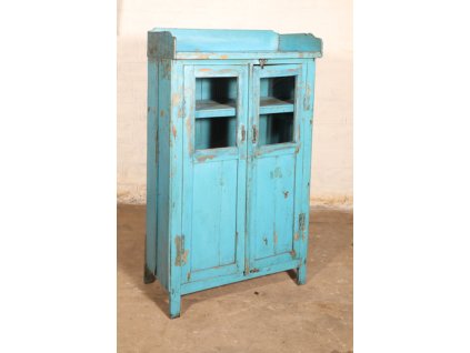 Retro stylová masivní komoda v modrém omšelém Vintage stylu 74x40x132