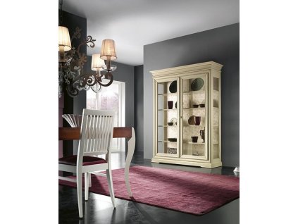 Vitrína AMZ3078A, Italský stylový nábytek, provance (dekoru AM ořech červotoč)