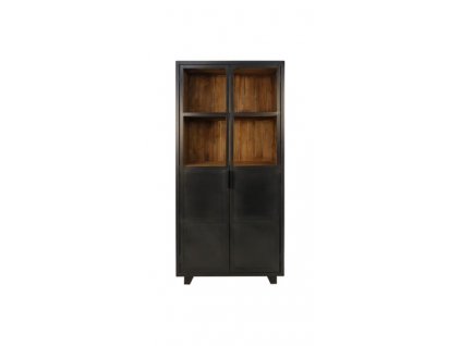 Designová industriální komoda v kombinaci černé a dřeva 85x40x185