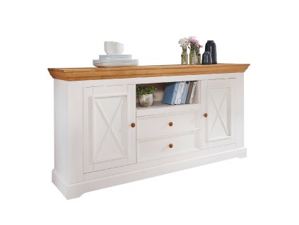 Komoda Marche 169x42x88 masiv borovice bílá