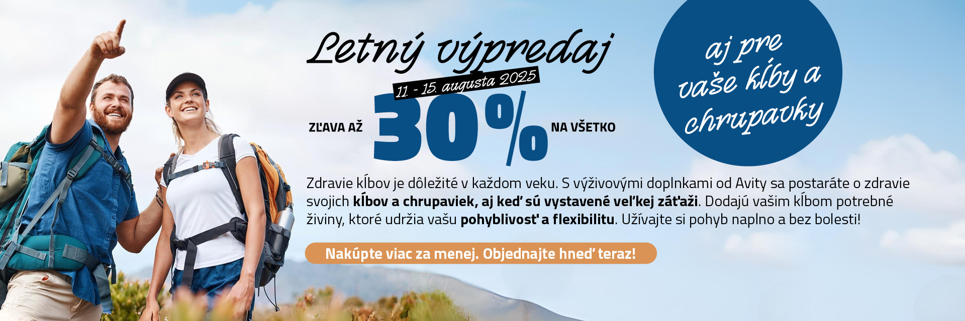 Letny vypredaj -30 banner Avita klby a chrupavky sk