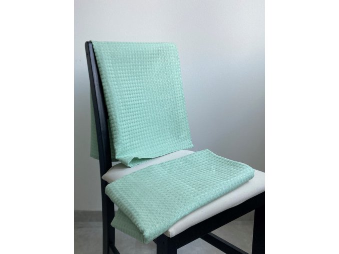 Vaflový ručník 85x55 cm (zelený)  Směs lnu a bavlny
