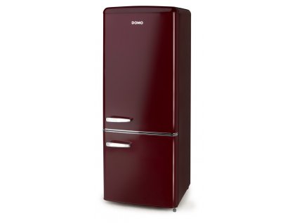 Retro lednice s mrazákem dole - bordó - DOMO DO91707R, Objem chladničky: 147 l, Objem mrazáku: 44 l, Třída: D