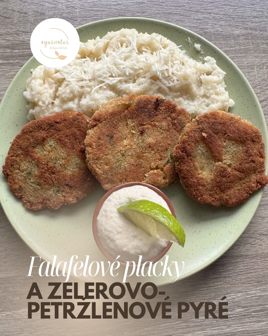 Falafelové placky so zelerovo-petržlenovým pyré a dresingom