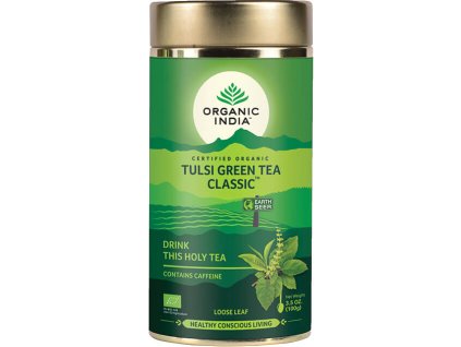 Tulsi so zeleným čajom sypaný čaj Organic India