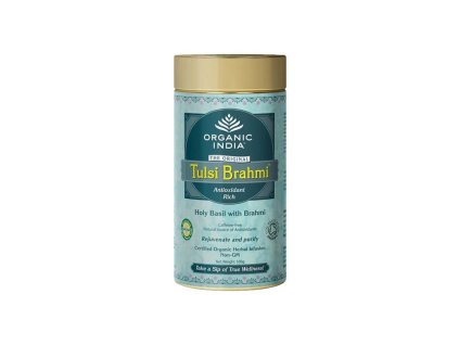 TULSI Brahmi, ajurvédsky čaj sypaný, plechovka 100g, EXPIRÁCIA 9.11.2025