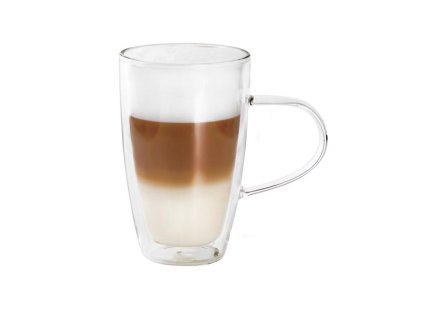 SKLENICE S UCHEM 390ML LATTÉ, DVOJITÉ BOROSILIKÁTOVÉ SKLO