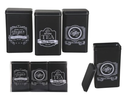 SET 3 PLECHOVÝCH HRANATÝCH DÓZ Á 11X7,5X19CM