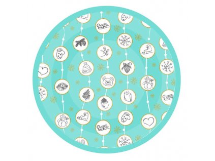 PODNOS VÁNOČNÍ KULATÝ 26x2,5CM, TYRKYSOVÁ