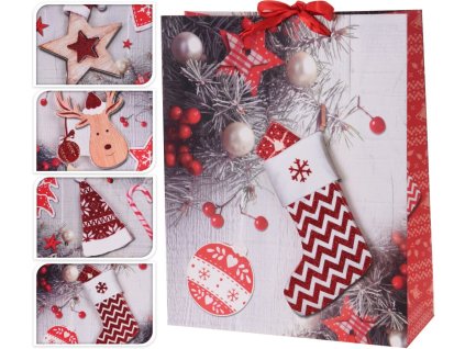 taška dárk. L, VÁNOČNÍ 19, 32x26x10cm, 4 DEK, dětská, papír
