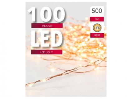 ŘETĚZ SVĚTELNÝ 100LED MĚDĚNÝ 5M