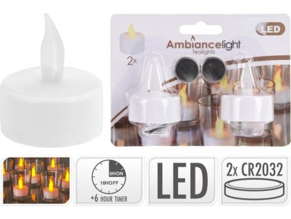 svíčka  2ks LED čajová s časovačem