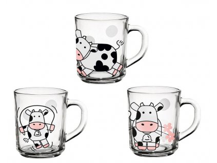 hrnek 220ml dětský ŠIMON, KRAVIČKY-3DEK, sklo