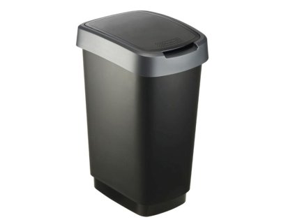 koš odp.25l TWIST, černý/stříbr.,výklop., plast