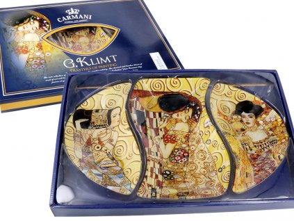 Dekorativní skleněné talíře 3 ks Gustav Klimt "Polibek"