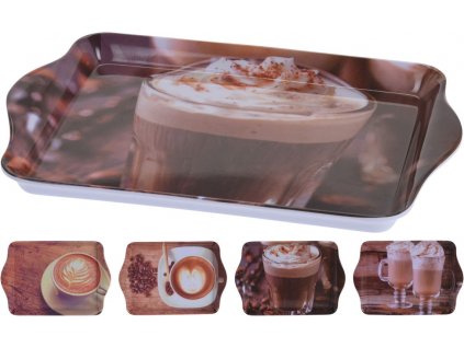 podnos x  cm s držadly, Šálek kávy, 4DEK, MINI, melamin