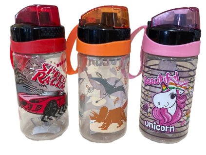 láhev 0,52l AUTO, JEDNOR., DINO, nápitka, kryt,dětská, plast