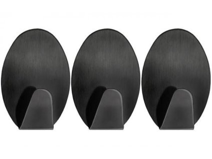 háček- 3ks ČERNÝ 3,6x5,3x2cm, kov, samolepící