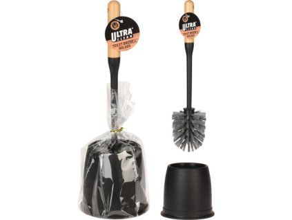 WC souprava, plast+dřevo, černá mat