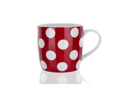 BANQUET Hrnek keramický DOTS 310 ml, červený