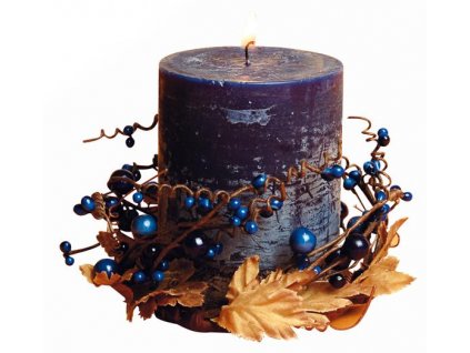Svíčka dárková s dekorací a vůní borůvky,  6, 9 x 9 cm
