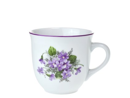 Hrnek Mirek 400 ml fialky s fialovou linkou I. jakost