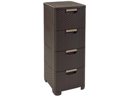 Zásuvka 4x 14l RATTAN Style - hnědá