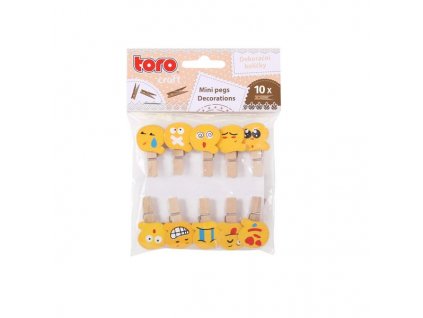 KOLÍČKY DŘEVĚNÉ "SMAJLÍK" 3,5CM, 10KS