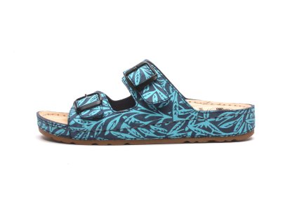 MEDI LINE dámské pantofle S182.062 NAVY TURQUISE PRINTED