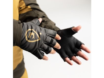 Adventer Fishing Rukavice Zateplené Khaki Short (Velikost M-L)