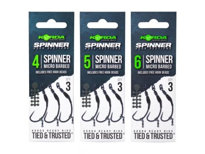 Korda Návazec Spinner Hack Sections Spinner Barbless Bez Protihrotu (Velikost háčku #6)