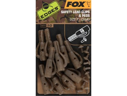 fox zavesky edges camo safety lead clips pegs 10 ks velikost 7