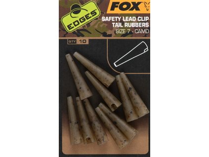 fox prevleky edges camo safety lead clip tail rubbers 10 ks velikost 7