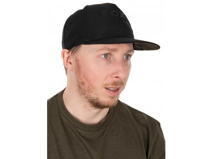 fox ksiltovka black camo flat peak snapback hat