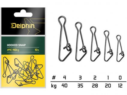 Delphin Karabinka Hooked Snap 10 ks (Nosnost 12kg, Velikost #0)