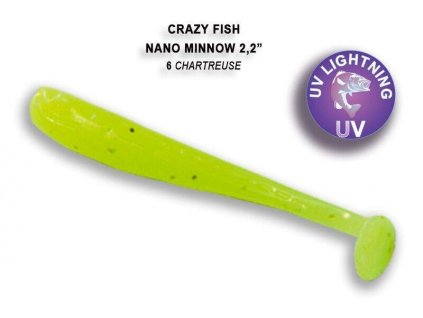 Crazy Fish Gumová Nástraha Nano Minnow 6 Chartreuse