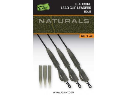 fox montaz naturals leadcore power grip lead clip leaders 75 cm 3 ks 50 lb
