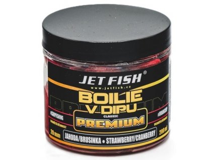 Jet Fish Boilie V Dipu Premium Clasicc Jahoda Brusinka 200ml