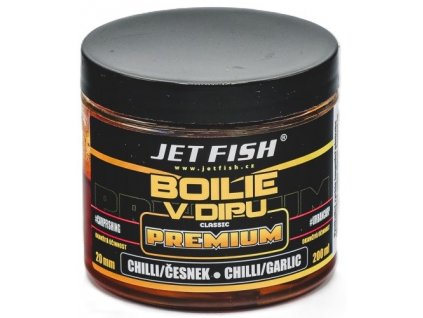 Jet Fish Boilie V Dipu Premium Clasicc Chilli Česnek 200ml