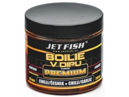 Jet Fish Boilie V Dipu Premium Classic Chilli Česnek 200ml (Průměr 20mm)