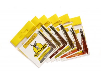 Veniard Obrané Paprsky z Páva Hand Stripped Peacock Quills Olive