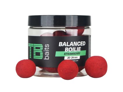 TB Baits Vyvážené Boilie Balanced + Atraktor Strawberry 100 g 20-24 mm