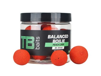 TB Baits Vyvážené Boilie Balanced + Atraktor Peach Liver 100 g 20-24 mm