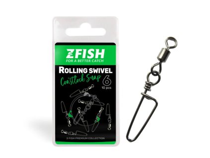 ZFISH Obratlík s Karabinou Rolling Swivel & Coastlock snap (Nosnost 30kg, Velikost 6)